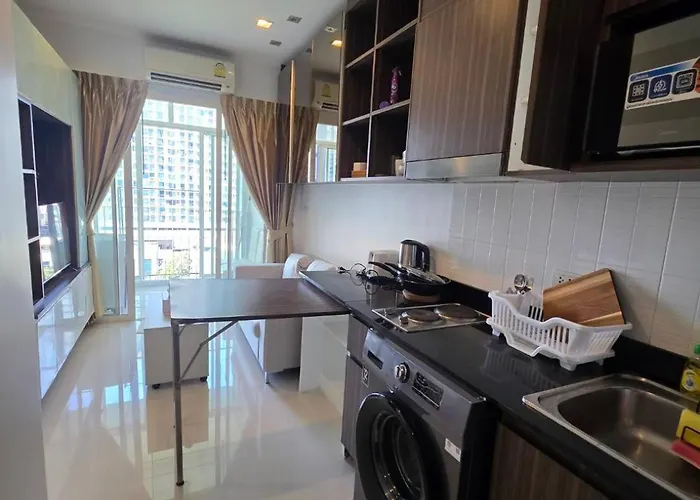 Appartement ให้เช่าคอนโดติดบีทีเอสอ่อน นุช 0 เมตร เตียงคิงไซส์ *